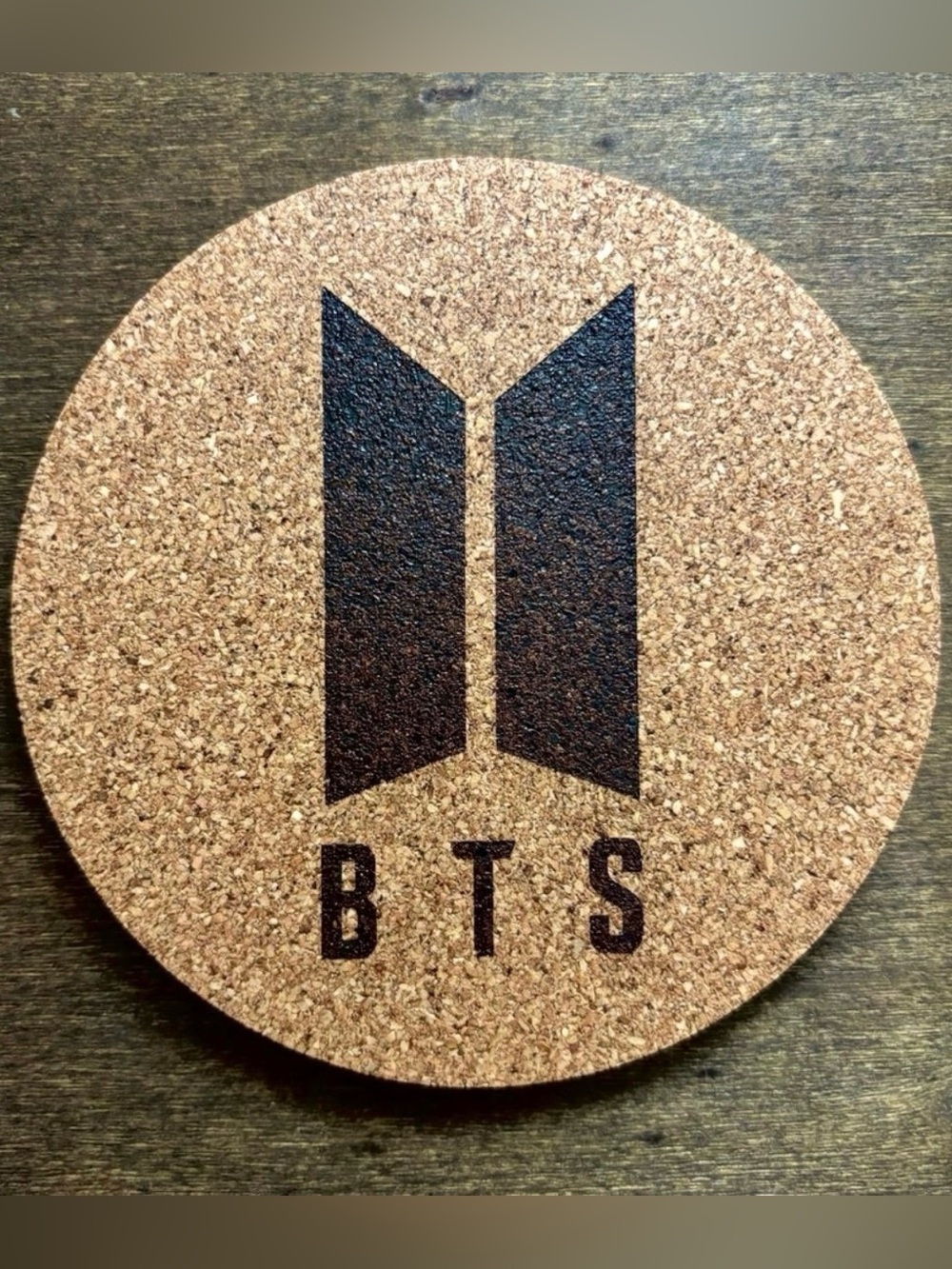 BTS Logo Laser Engraved Cork Coaster #2
